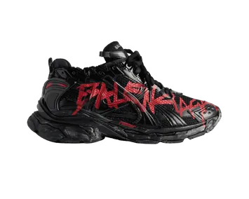 Balenciaga Men's Runner Graffiti Sneaker in Black