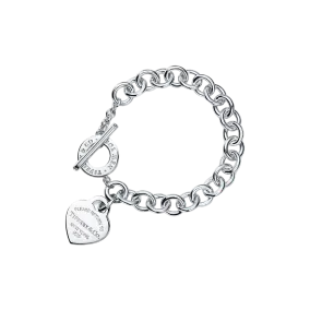 Heart Tag Toggle Bracelet in Silver