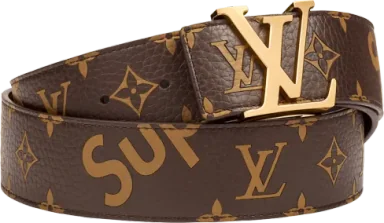 Louis Vuitton x Supreme Initiales Belt 40 MM Monogram Brown Gold