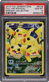 2016 Pokemon XY Generations Radiant Collection Full Art Pikachu #RC29 PSA 10 GEM