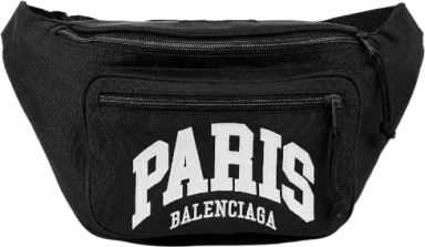 Balenciaga Cities Paris Explorer Nylon Belt Bag Black