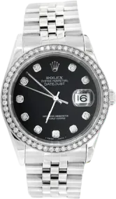 ROLEX DATEJUST 36MM STEEL (16234) - 1.00CTW DIAMOND BEZEL
