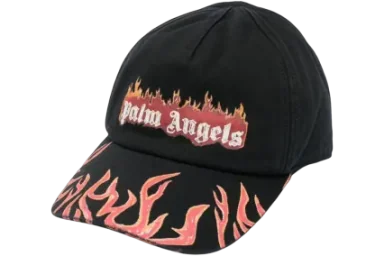 Palm Angels Flames Logo Baseball Cap Black/Orange