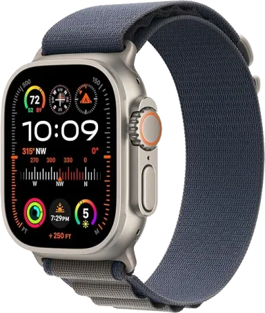 Apple Watch Ultra 2 [GPS + Cellular 49mm] Smartwatch with Rugged Titanium Case & Blue Alpine Loop Medium