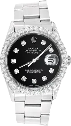 ROLEX DATEJUST 36MM STEEL (16264) - 2.00CTW CUSTOM BEZEL