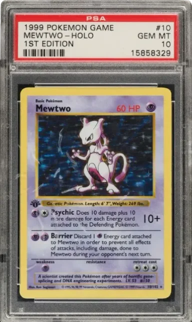 1999 Pokemon Base Set Shadowless 1st Edition Holo Mewtwo #10 PSA 10 GEM MINT