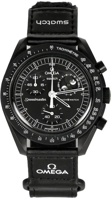 Swatch x Omega Bioceramic Moonswatch Mission To Moonphase Snoopy Black