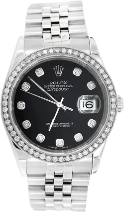 ROLEX DATEJUST 36MM STEEL (16234) - 1.00CTW DIAMOND BEZEL