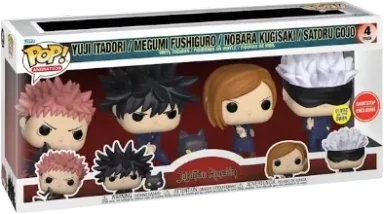 Funko Pop! Animation Jujutsu Kaisen Yuji Itadori, Megumi Fushguro, Nobara Kugisaki and Satoru Gojo GITD GameStop Exclusive 4-Pack