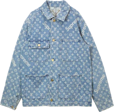 Supreme x Louis Vuitton Jacquard Denim Chore Coat Blue (EU 50)