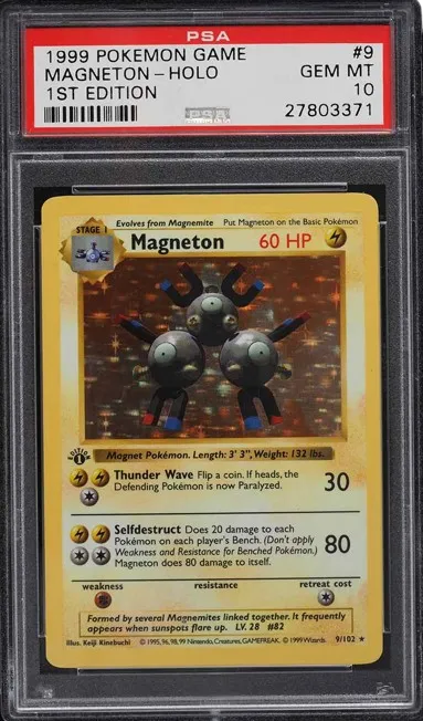 1999 Pokemon Base Set Shadowless 1st Edition Holo Magneton #9 PSA 10 GEM MINT