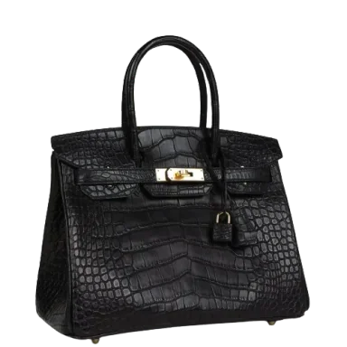 Hermès Birkin 30 Black Matte Alligator Gold Hardware
