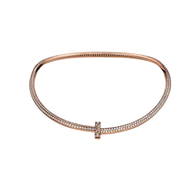 T1 Pavé Diamond Necklace in Rose Gold