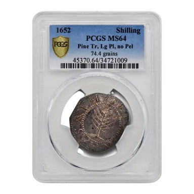 1652 Pine Tree Shilling MS-64 PCGS (Large Planchet)