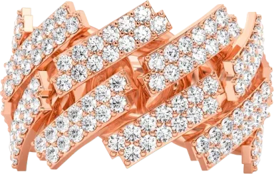 JAGGED RAISED CUBAN DIAMOND RING 14K SOLID GOLD 2.40CTW