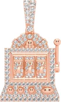 CASINO SLOT MACHINE DIAMOND PENDANT 14K SOLID GOLD 0.66CTW