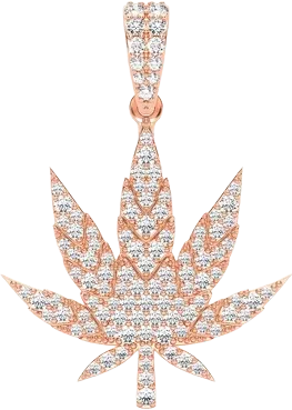 WEED LEAF DIAMOND PENDANT 14K SOLID GOLD 1.60CTW